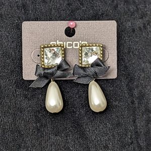 Chico's New With Tag Pearl and Crystal Earrings